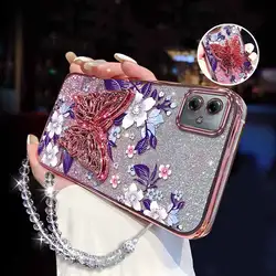 Purple Orchid Plating Bracelet Holder Phone Case - Moto G82 (Pink)