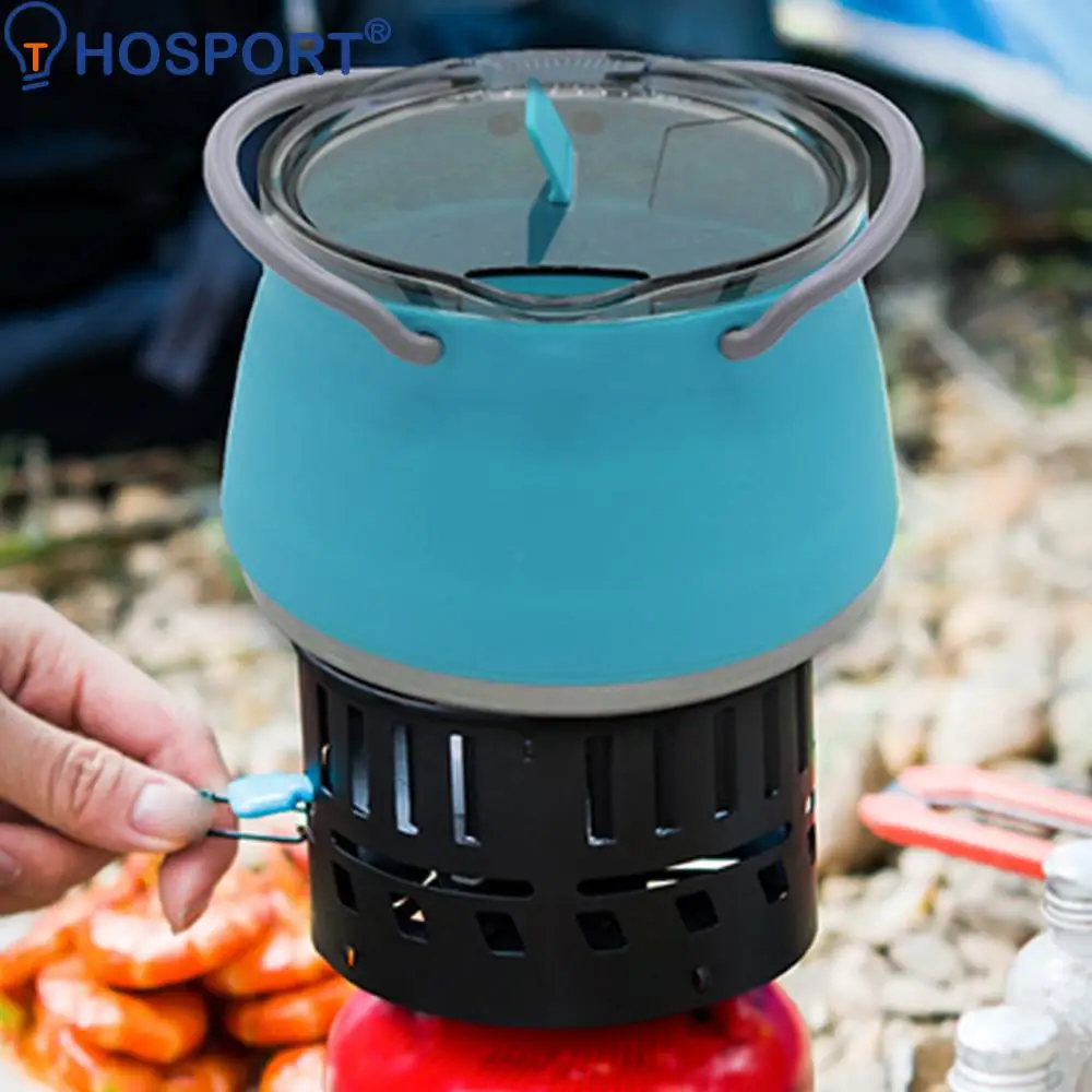 Foldable Water Kettle Lightweight Camping Kettle Compact Silicone Water Pot Ergonomic Handle Collapsible Hot Boiler
