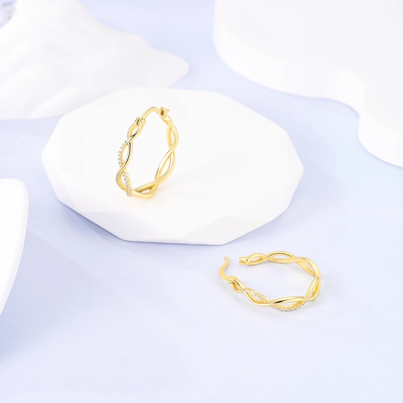 925er Sterlingsilber, modisches Gold, großer Kreis, Doppelohrringe, klassisch vergoldet, Herz-Creolen, Schmuck, Geschenk für Frauen – Detail 21