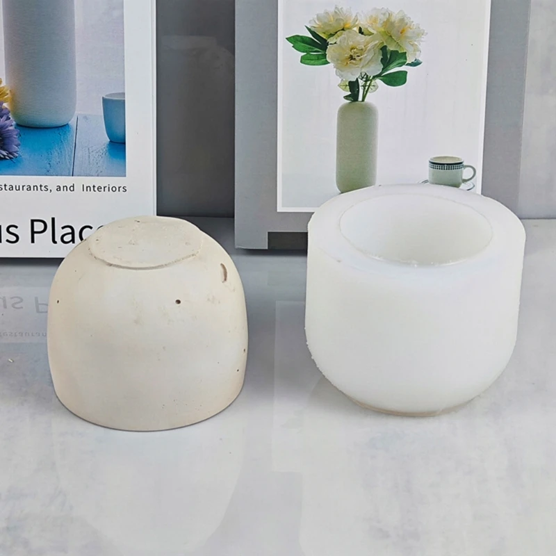 Succulents Flower Pot Mold Round Vase Plaster Cement Molds Holder Mould Dropship