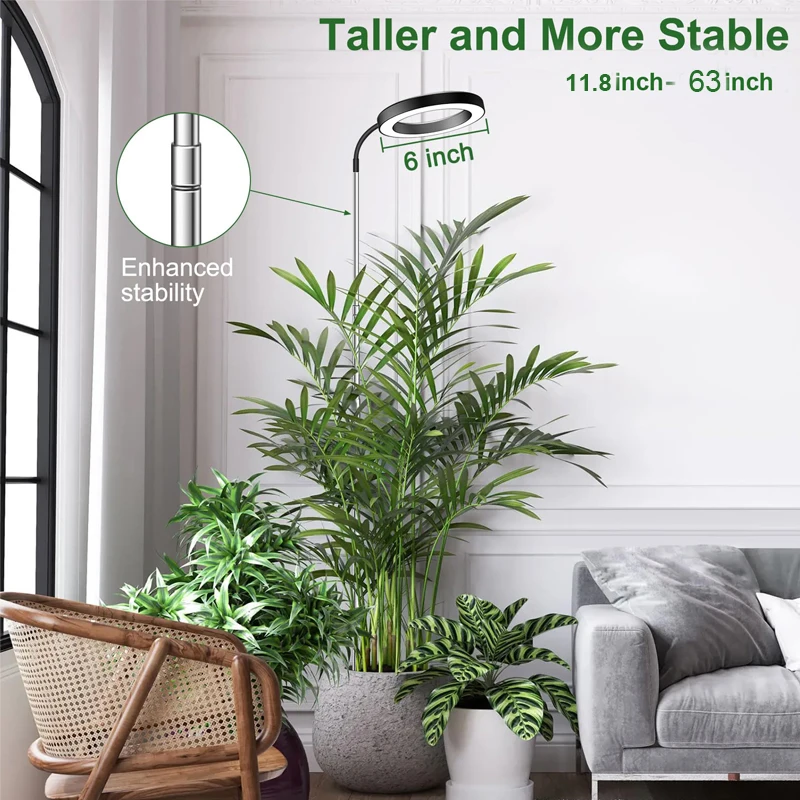 Lampada Per Piante 72 LED Con Timer - Spettro Completo, Regolabile Fino A 160cm, 10 Luminosità - Foto 4