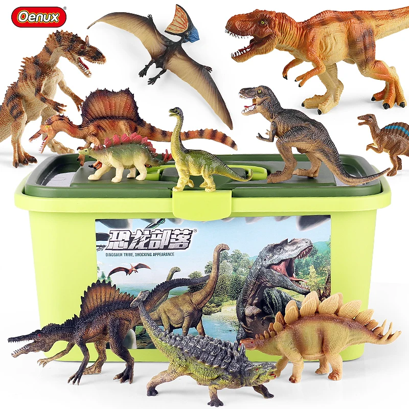 

Oenux Jurassic Dinosaurs Set T-Rex Saichania Pterodactyl Stegosaurus Animals Model Action Figures Kid Toy Birthday Gift With Box