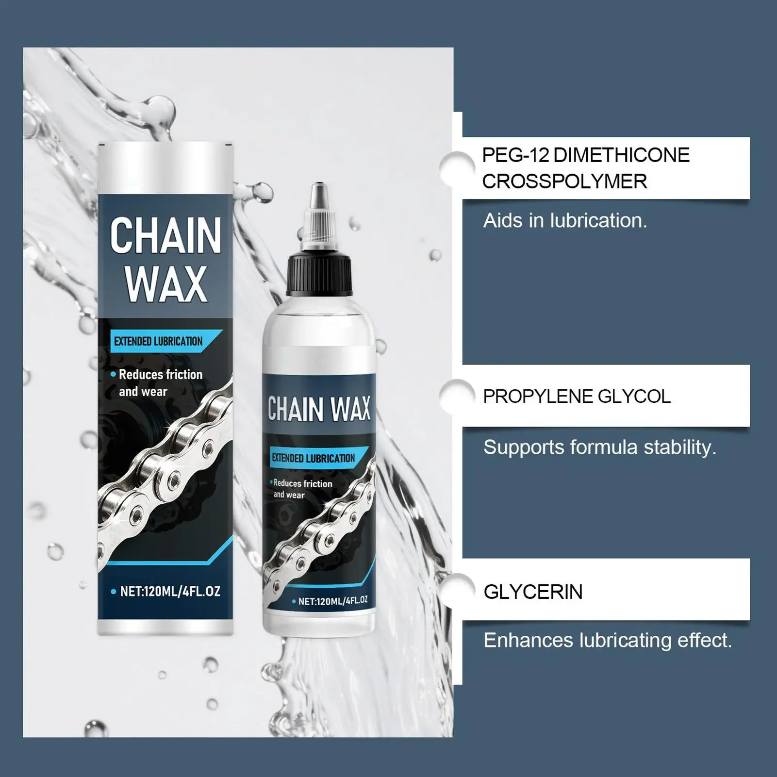Wax-Based Bike Chain Lube 120ml Dry & Wet Conditions MTB Road