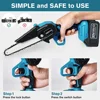 4 Inch/6 Inch Mini Electric Saw Chainsaw Fruit Tree Woodworking Garden Tools Hand Held Wood Cutters  For Makiita 18V Battery 4