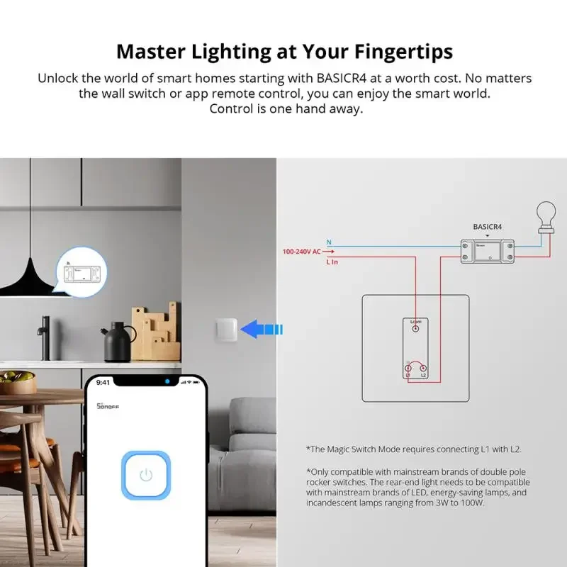 Smart Switch SONOFF Basic R4 WiFi DIY Remote Controller Smart Home eWeLink APP Control Work with Alexa Google Home