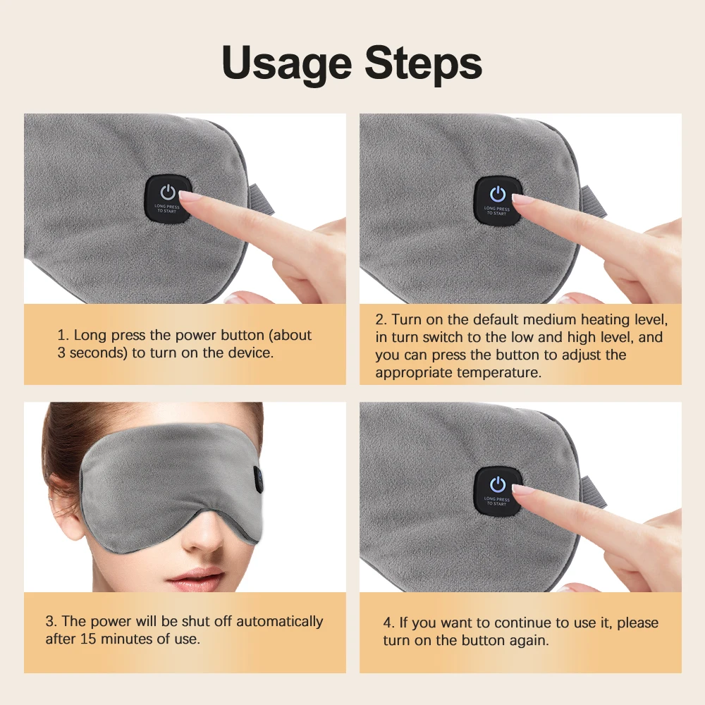 Electric Steam Heated Eye Mask for Dry Eyes Cordless Hot Compress Sleep Mask Portable Warm Eyemask Eye Fatigue Relief