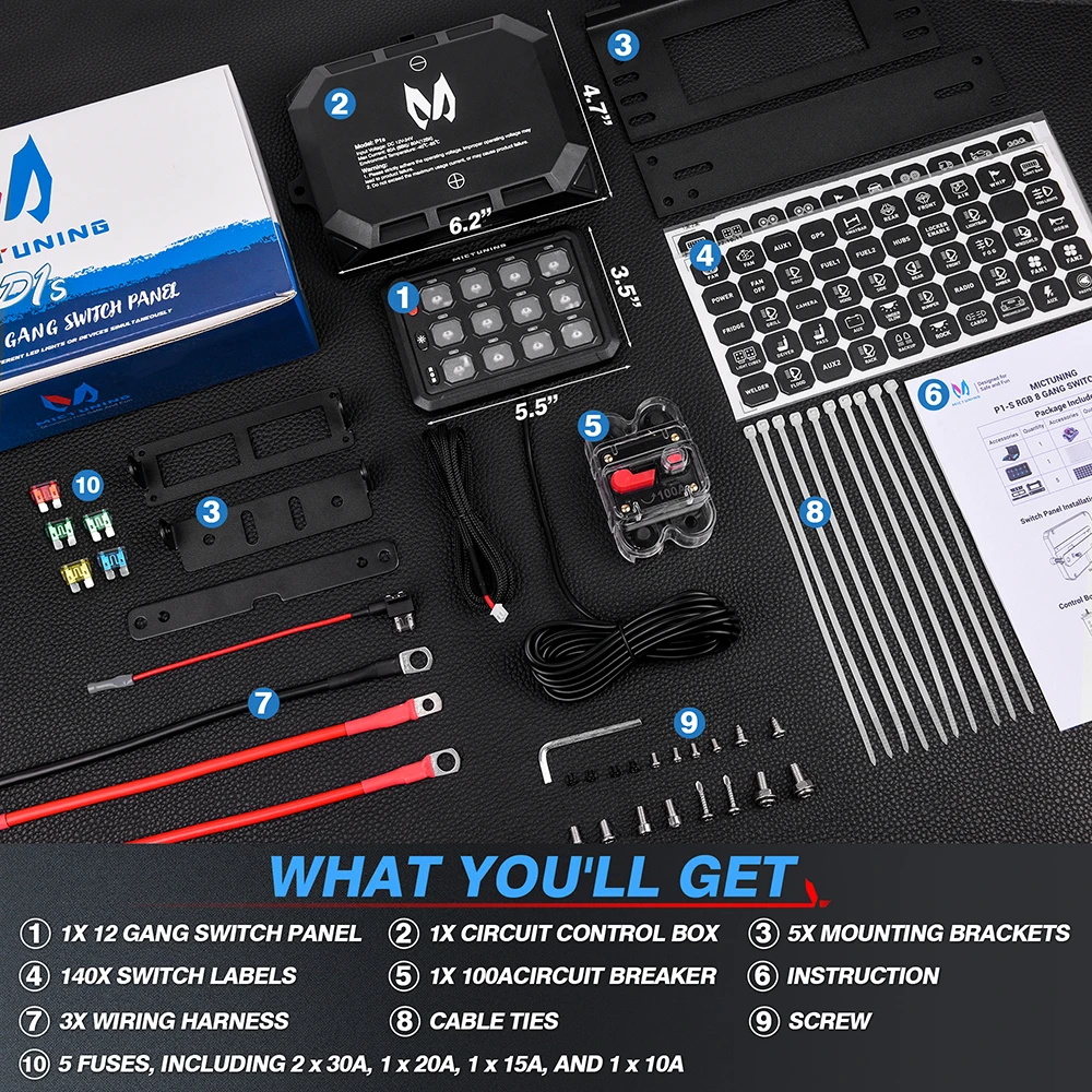 Mictuning 8/12 Gang RGB 스위치 패널 Led 작업 표시 줄 스위치 범용 자동차 용 박스 컨트롤러 트럭 보트 UTV 4X4 4WD