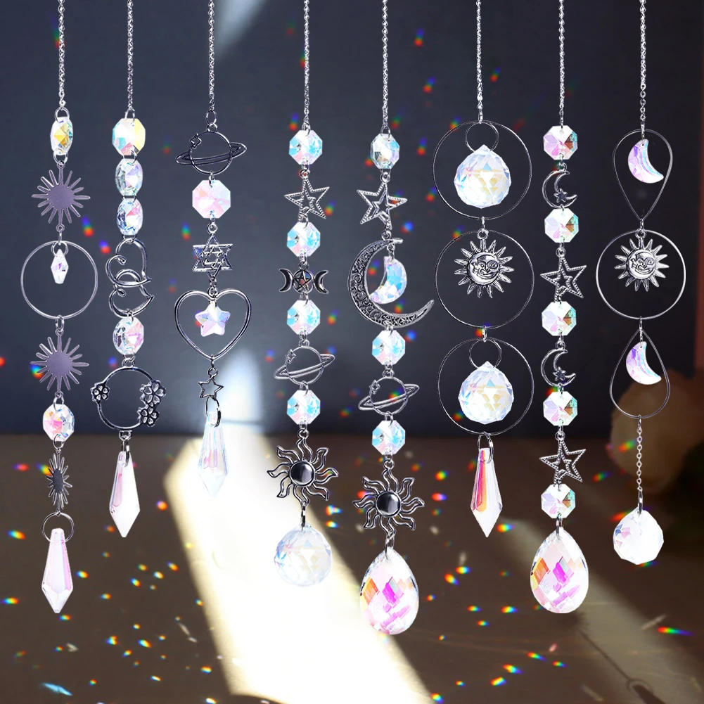 Suncatcher Crystal Window Wind Chimes Light Catcher Rainbow Prism Wind Chimes Hanging Drop Sun Catchers Indoor Outdoor Decor
