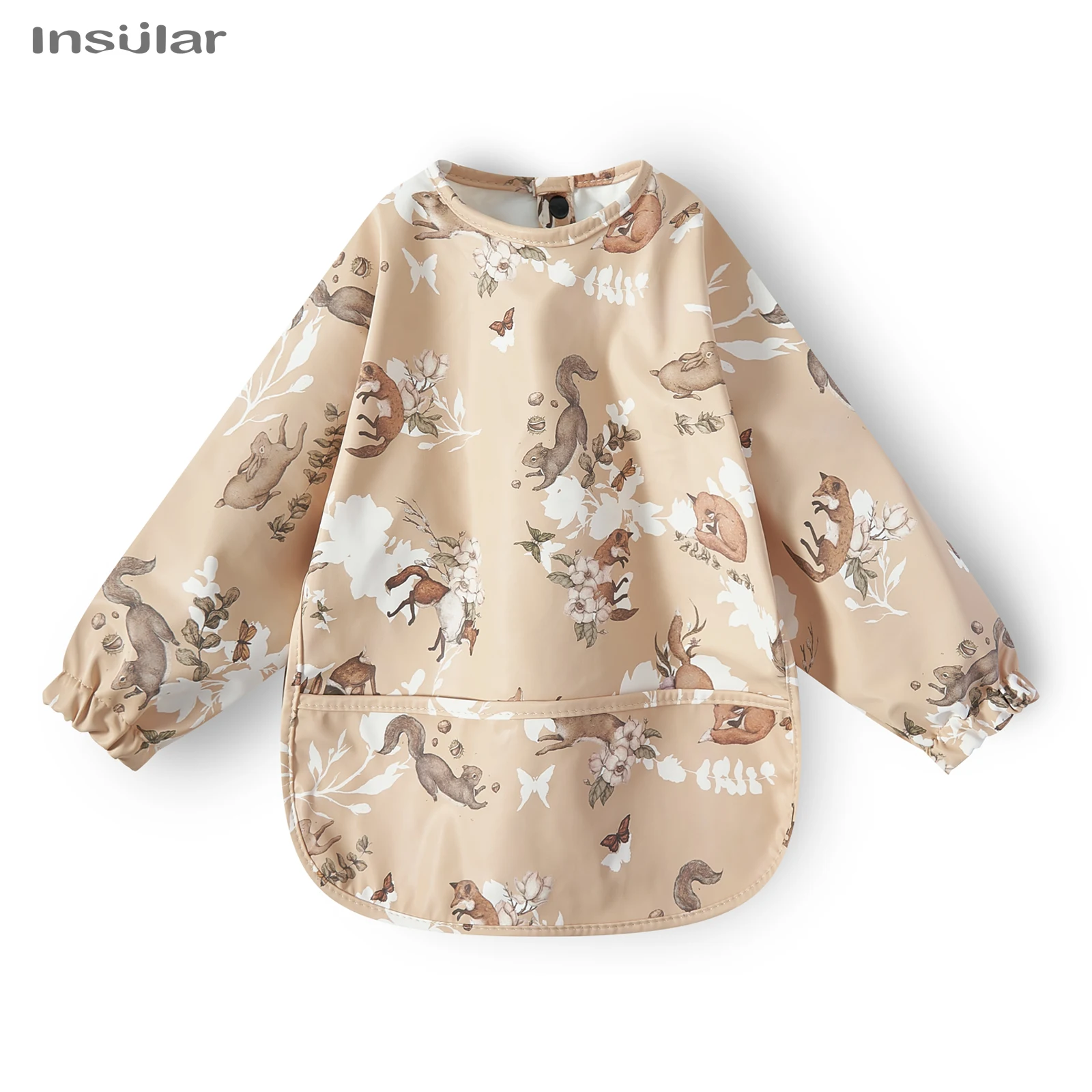 مآزر تغذية الأطفال الجديدة مريلة أطفال بأكمام طويلة مع جيب بغطاء كامل مرايل أطفال مع مرايل أكمام طويلة مقاومة للماء