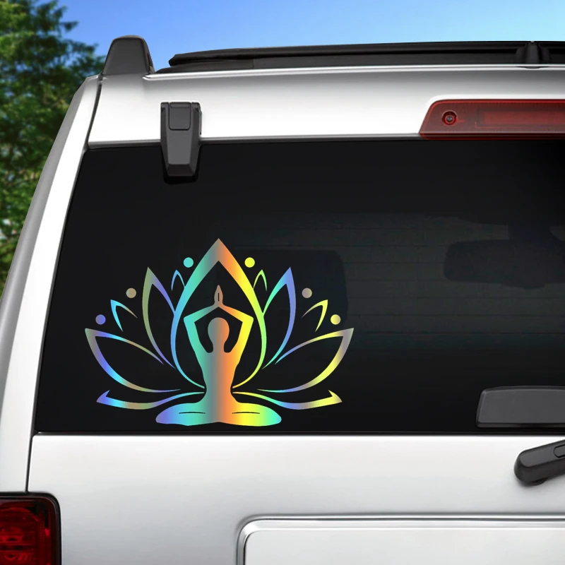 2pcs Lotus Yoga Stickers Vinyl Car Truck Laptop Window Skateboard Wall Art  Decal