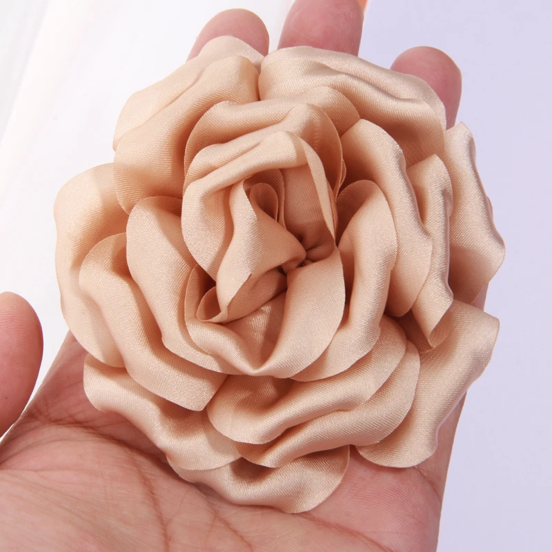 5 Stücke 9 cm Vintage Künstliche Blumen Zubehör Für kleider DIY Seide Spitze Stoff Floral Für Frauen Party Brosche Haar Broschen clips – Detail 6