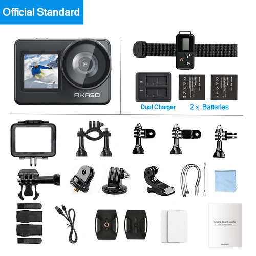 AKASO Brave 7 4K30FPS 20MP WiFi 액션 카메라 터치 스크린 IPX8 방수 카메라, EIS 2.0 줌 음성 제어 지원 외부 Mi 7