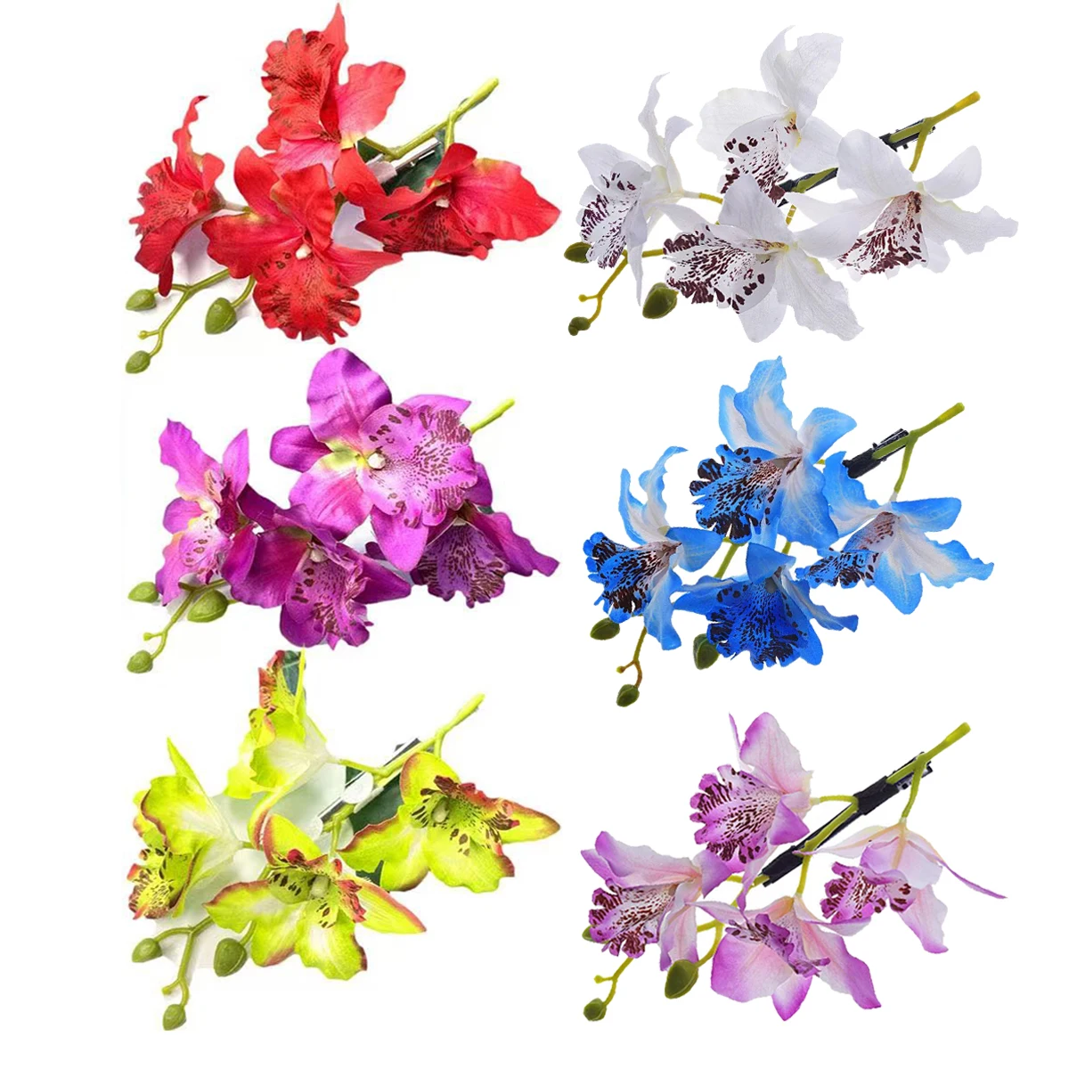 1 Stück thailändische Orchideen-Haarnadel-Kopfblume, Feenblumen-Kopfbedeckung, Braut, Brautjungfern-Haar, gewickelter Seitenclip, geeignet für den Urlaub – Detail 4