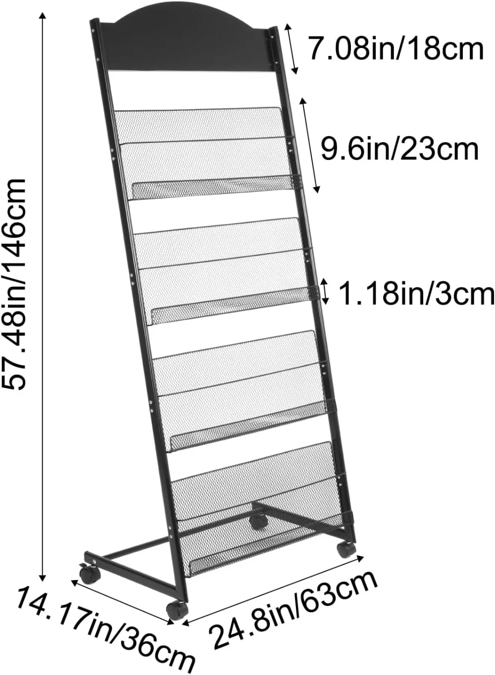 Floor-Standing Magazine Rack 4-tier Newspaper Holder Book Display Shelf brochure Display Stand for Exhibitions Shopping Malls 3