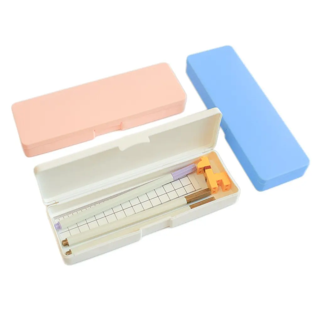 2Pcs/1set 19×6.4×2.5 Pencil Box Hard Pencil Case with Snap Tight Lid Plastic Stackable Design Office Supplies Storage Organizer 4