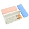 2Pcs/1set 19×6.4×2.5 Pencil Box Hard Pencil Case with Snap Tight Lid Plastic Stackable Design Office Supplies Storage Organizer 4