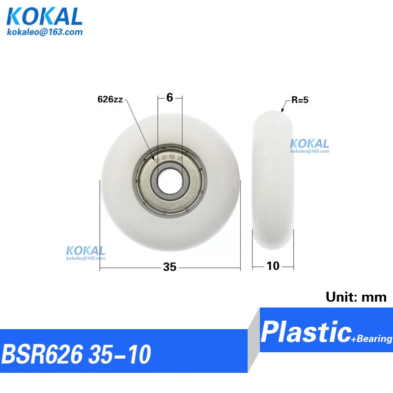 [R0634-10] 10PCS 626zz 1.34inches outer diameter bearing roller wheel with POM coated bearing 6mm*34mm*10
