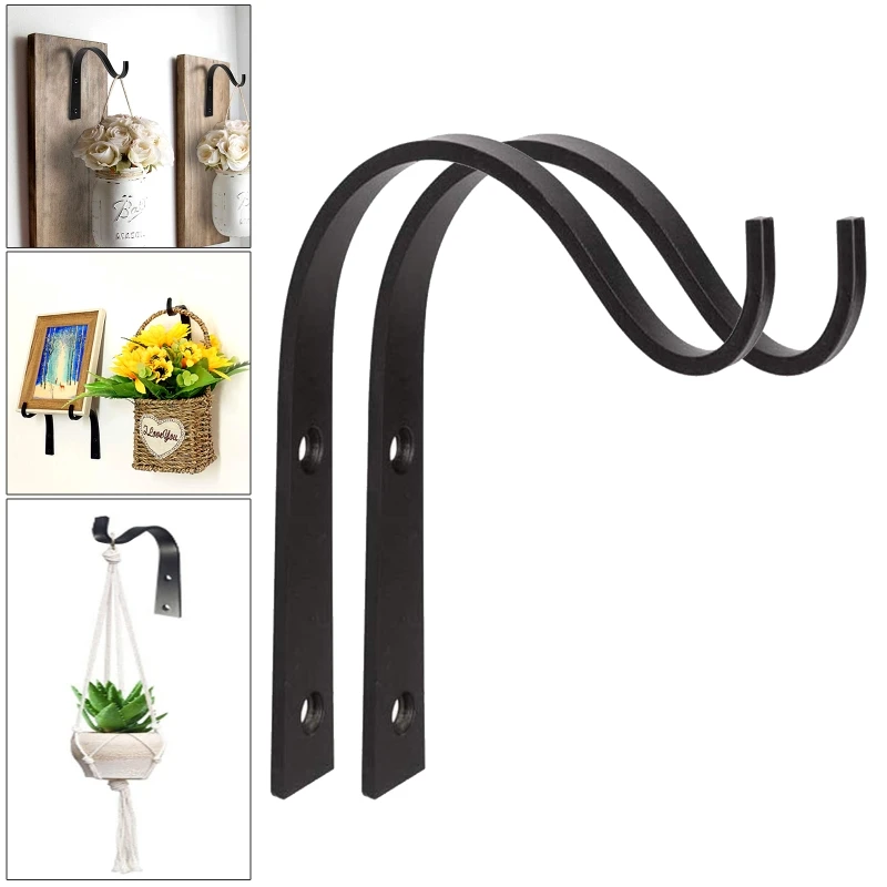 6 Sets Wall-Mounted Flower Basket Hooks S-Type Wrought Iron Hanging Basket  Plant Stand for Wall Outdoor Garden Accessories