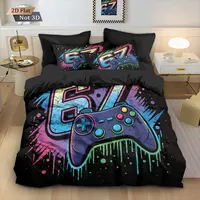 Ensemble de 3 housses de couette imprimées style graffiti 67, 67 éléments, manette de jeu, plusieurs tailles, décoration de literie, doux, lavable en machine 6