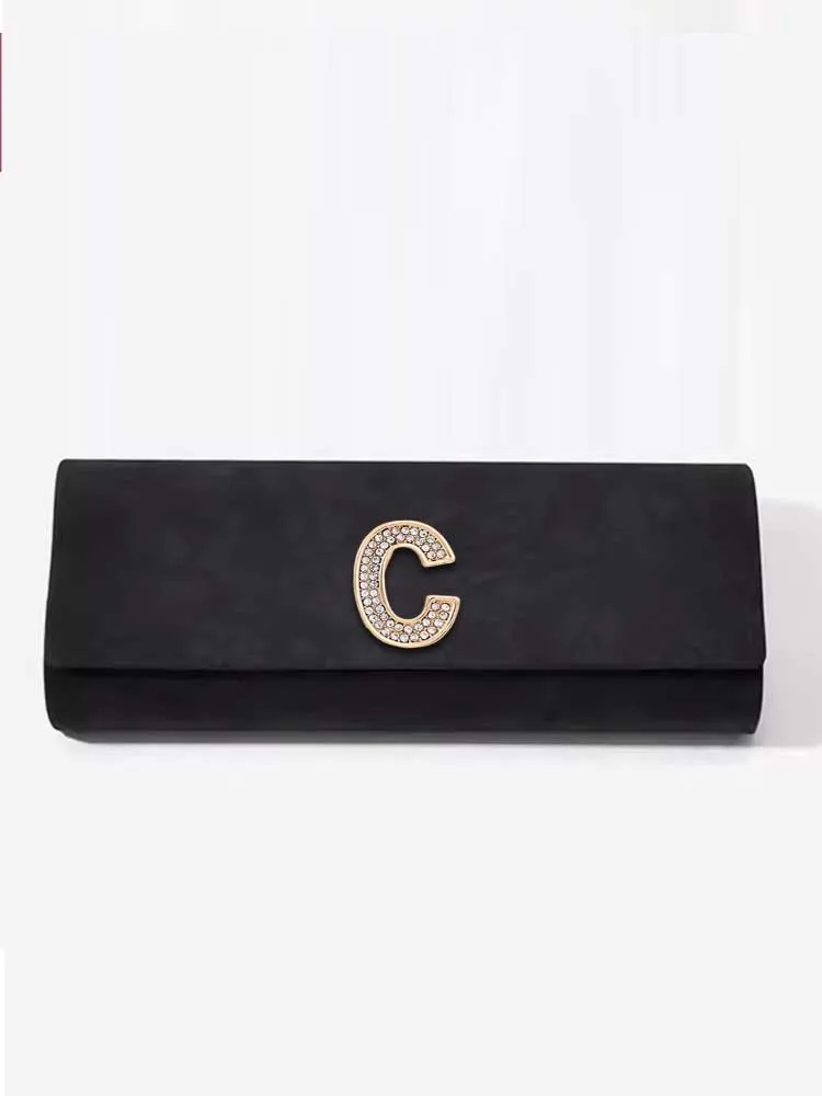 

Customized Anti-Pressure Eyeglasses Eyewear Cases Personalized Customer Name Initial: Gold Crystal Optional Letter Decor