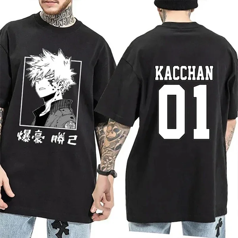 

Крутая футболка Bakugou Katsuki с графическим принтом Мужская модная индивидуальная уличная одежда с круглым вырезом и коротким рукавом повседневные Аниме футболки Топ