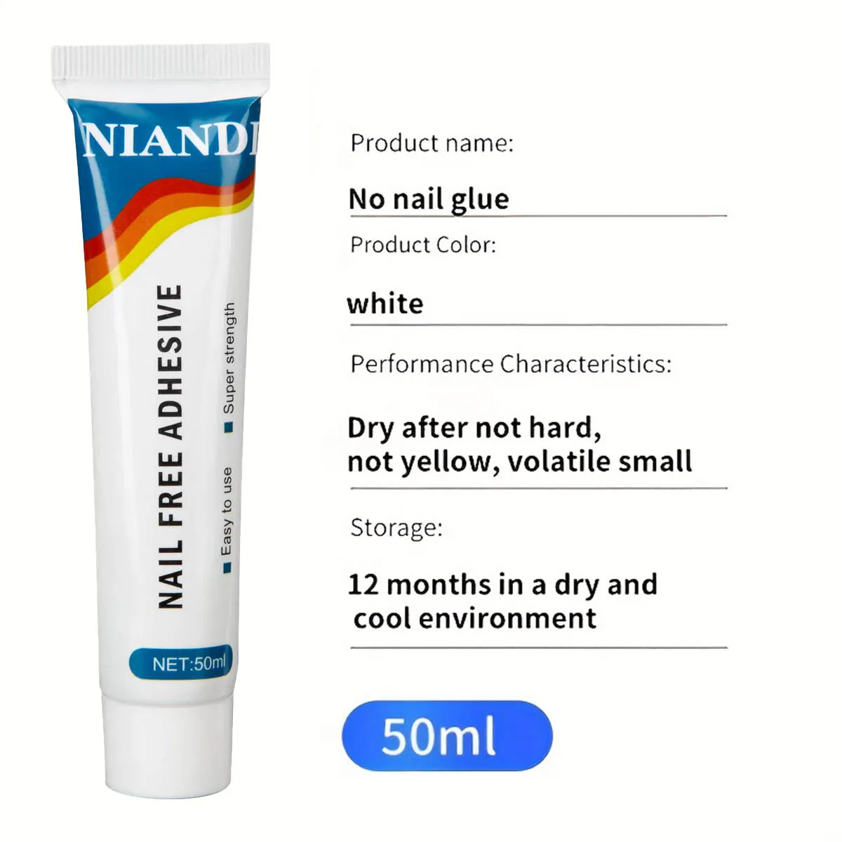 1pc Strong Nail-Free Glue, 50ml - High Viscosity, Waterproof, Multi-Functional Adhesive for Ceramic & More, No Drilling R 6