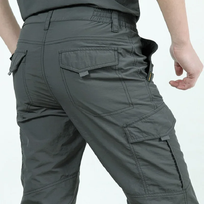 Quick Dry Casual Pants Men Summer Army Military thin Trousers Mens Tactical Cargo Pants Male lightweight Grey Blue Green cargo pants military cargo pants men casual pants