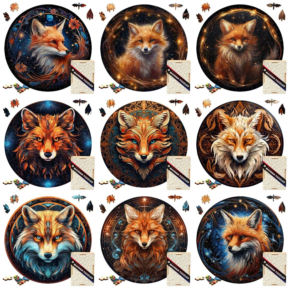 Wooden Jigsaw Puzzles Mysterious Round Wolf Peacock Animals Adults Kid Toys Gifts Family Puzzle Game Home Decoration travel ludo game magnetic chinese checker flight games foldable board flying chess entertainment educational gift for children students adults family home school travel