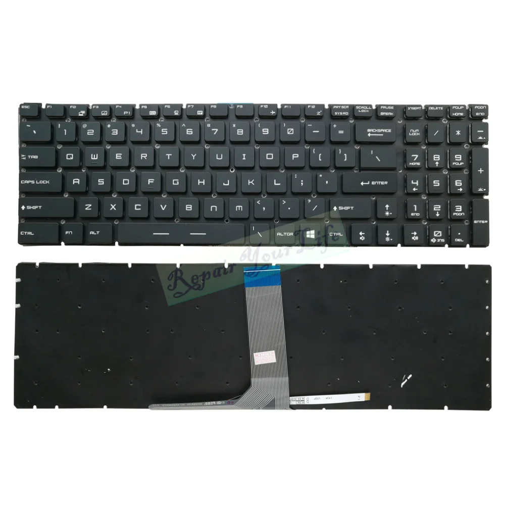 Teclado Retroiluminado Italiano para Msi Fino Francês e Alemão Gf75 8rc 9rd 9rd 9sc 9se Ms17f1 Ms-17f2 17f3 Gv62vr Gv72vr 7rf Eua la fr gr
