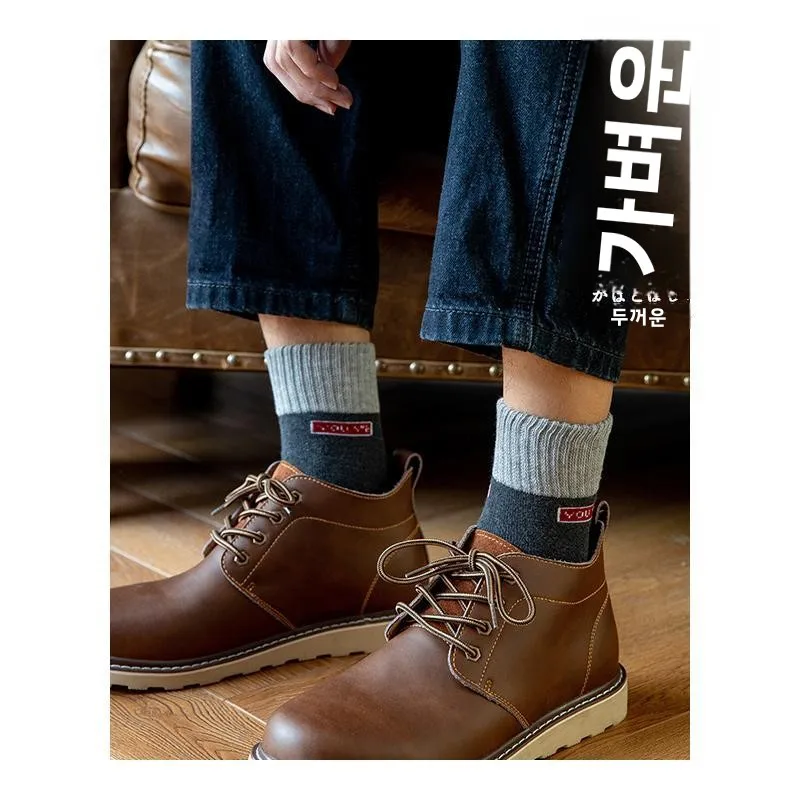 남성용 중목 기모 안감 두꺼운 겨울 양말 냄새방지 타월 바닥 롱 튜브 양말 면 따뜻한 통기성 캐주얼 양말