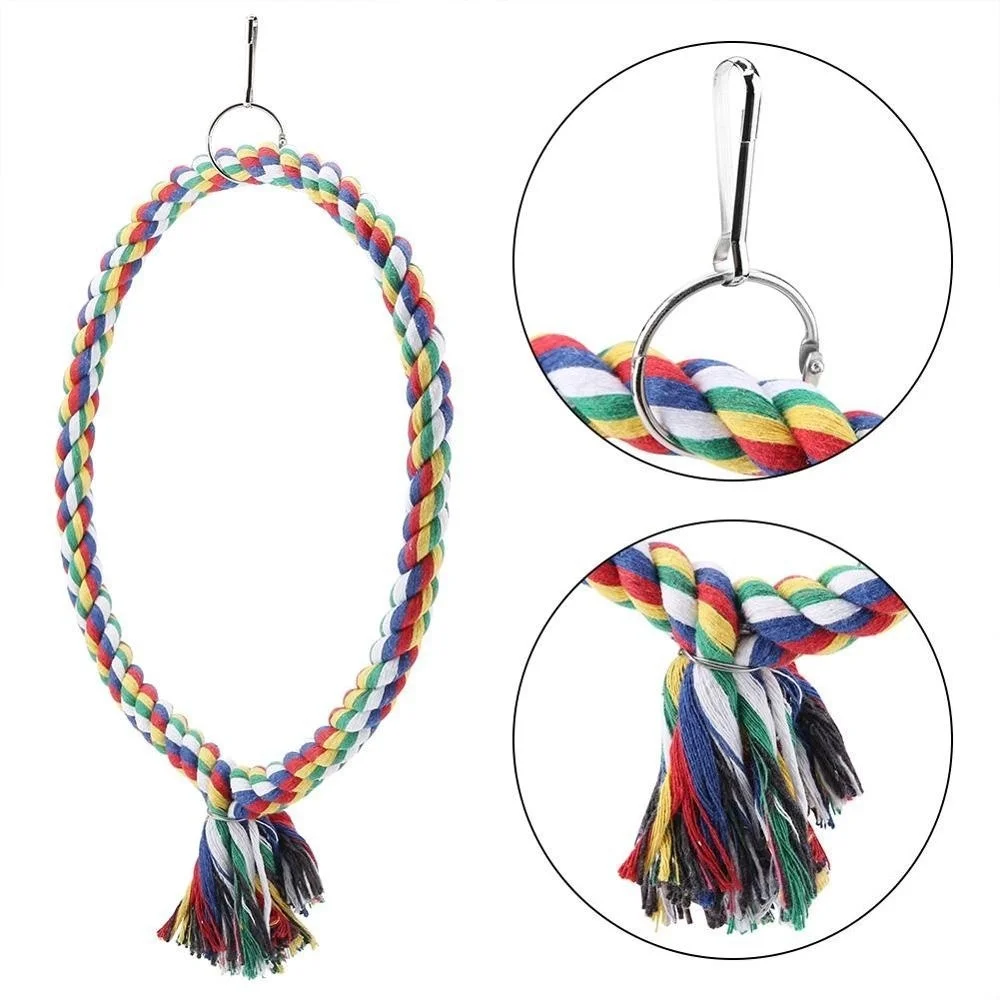 Bird Parrot Circle Ring Rope Perch Stand Swing Toy 1Pc