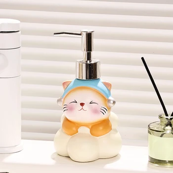 Dispenser di sapone Bottiglia di disinfettante per le mani di gatto perla Bottiglia di pressa di cartone animato carino Dispenser di shampoo per bottiglia di lozione detergente per il lavaggio del corpo 1