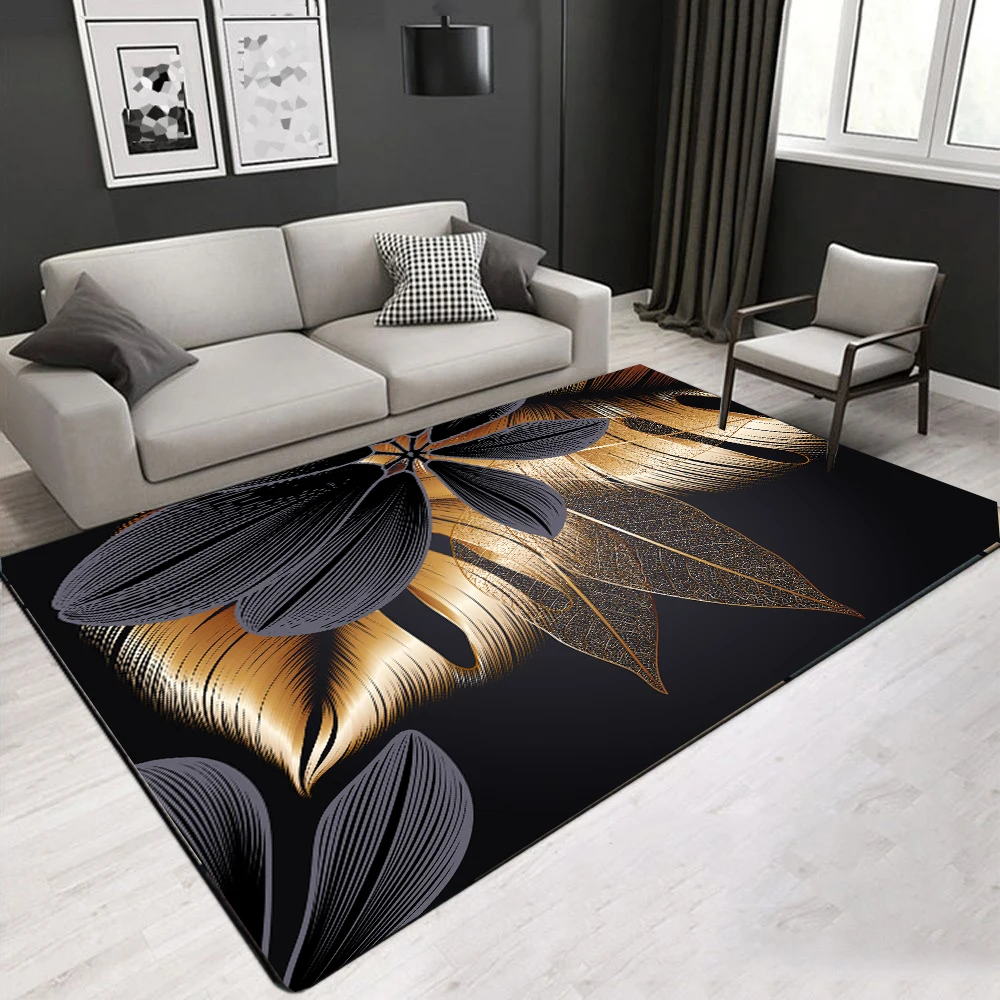 3D Retro nero dorato foglia di pianta soggiorno tappeti casa ingresso  tappeto zerbino antiscivolo corridoio tappetino da bagno tappetino da  cucina - AliExpress