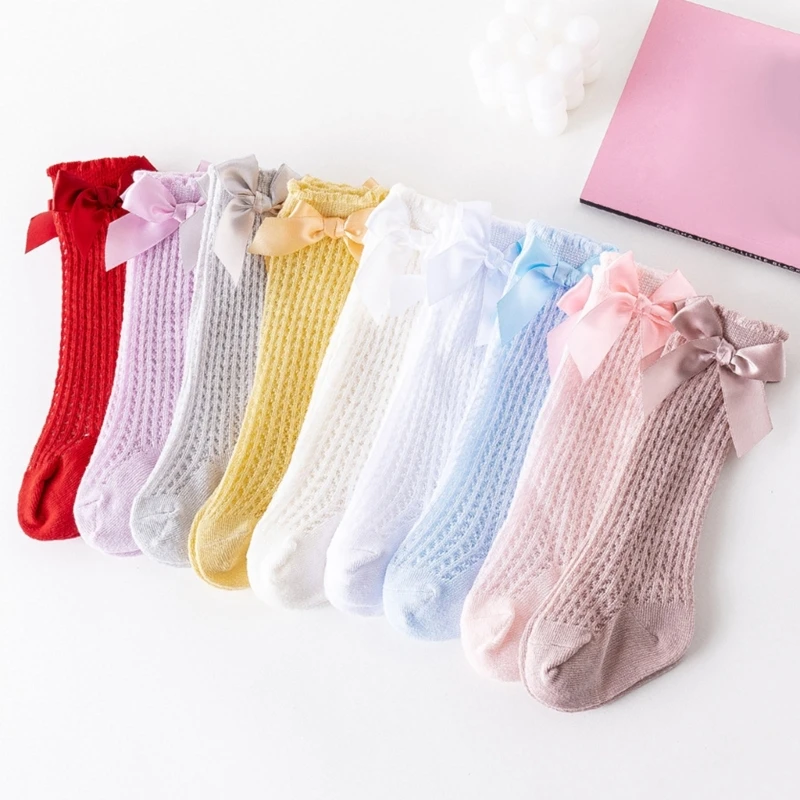 

Bow Knee High Socks for Toddler 0-2Y Anti-Slip Breathable Baby Socks Sweet Fishnet Socks Girls Photo Props Party Costume