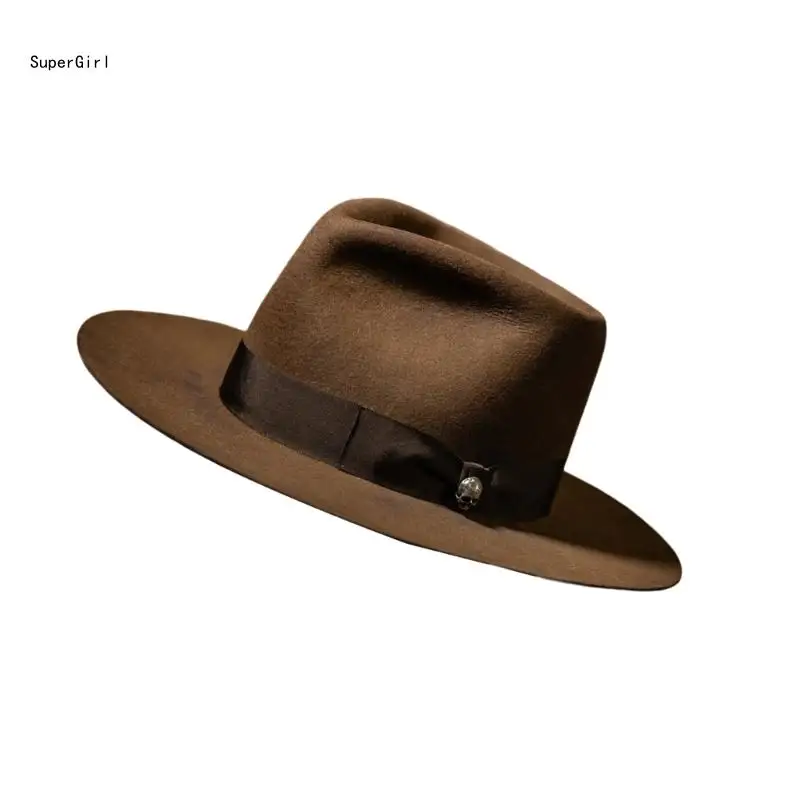 Homburg Hat for Men Women Unisex Wear Vintage Top Hat Cowboy Costume J78E