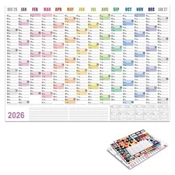 2026 Yearly Wall Calendar & Daily Planner (Color poster 2026)