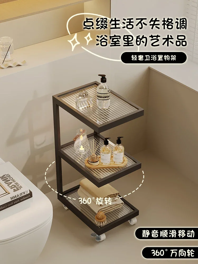 High-end bathroom rack Floor-to-ceiling bathroom toilet crevice storage rack Narrow toilet next to storage rack Small shelf