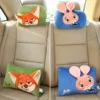 Comfortable Cartoon Headrest Back Cushion Stitch Pooh Bear Nick Judy Stuffed Anime Neck Pillow Back Cushion Car Decor Girl 2