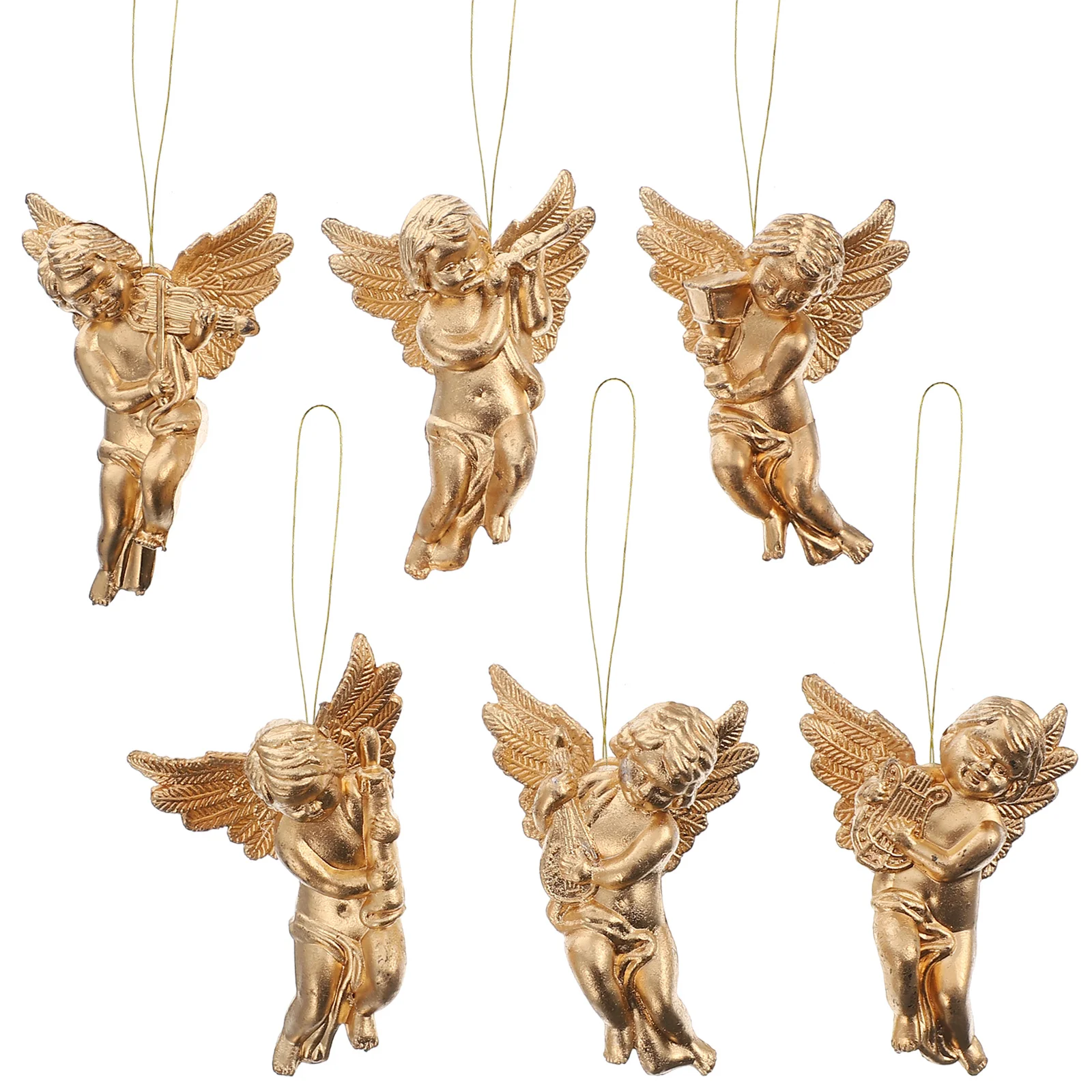 

Christmas Angel Hanging Ornaments Mini Gold Angel Cherub Music Instrument Miniature Angels Figurines