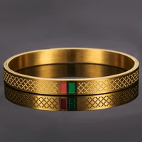 Luxury Round Enamel Stainless Steel Bangles & Bracelets No Fade Color Open Bangle For Women Girls Men Wedding Lover Jewelry 1