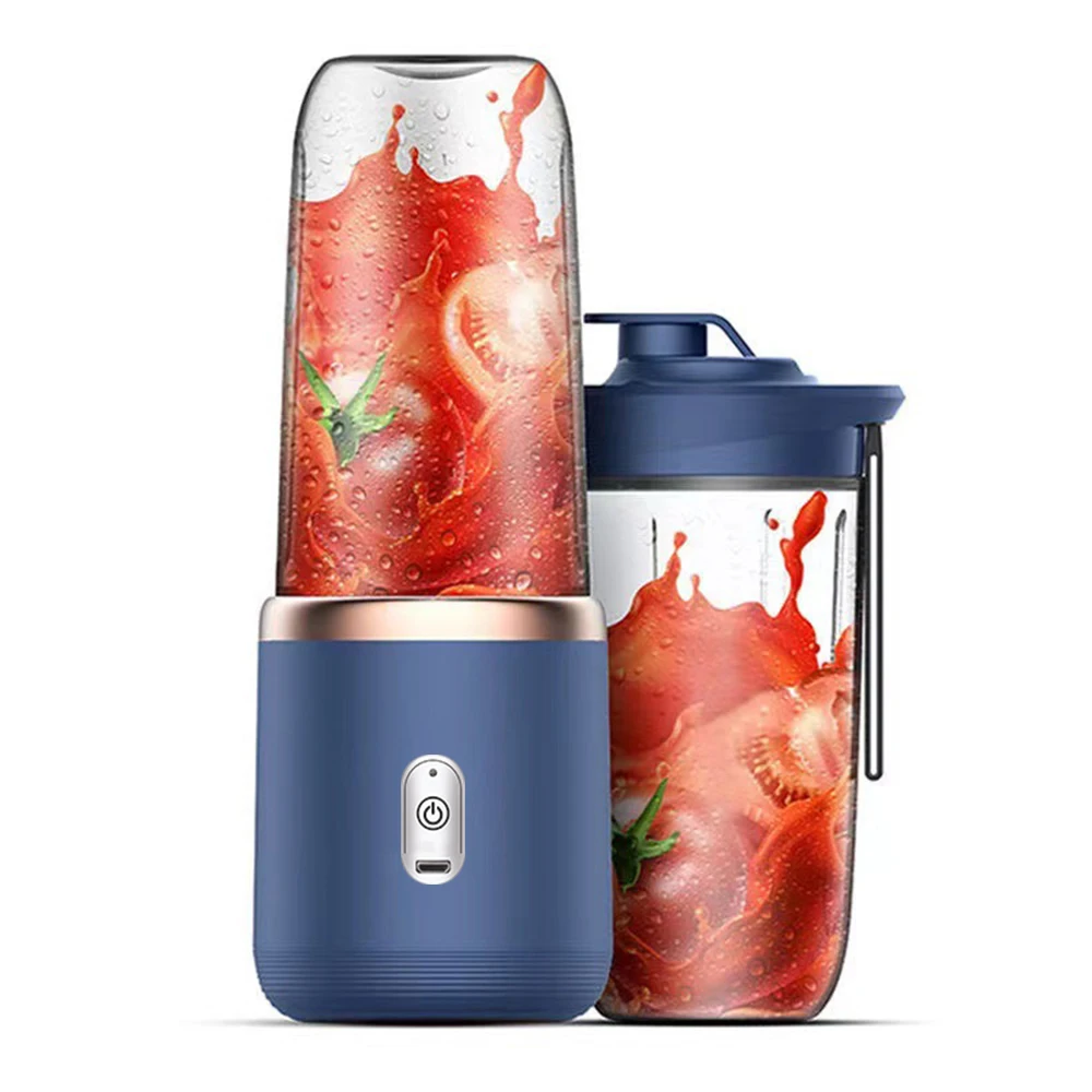 Fruit juicer Mini mixer 40W Juice blender mini portable quick blender cup personal size rechargeable USB Double cup Blue/Pink