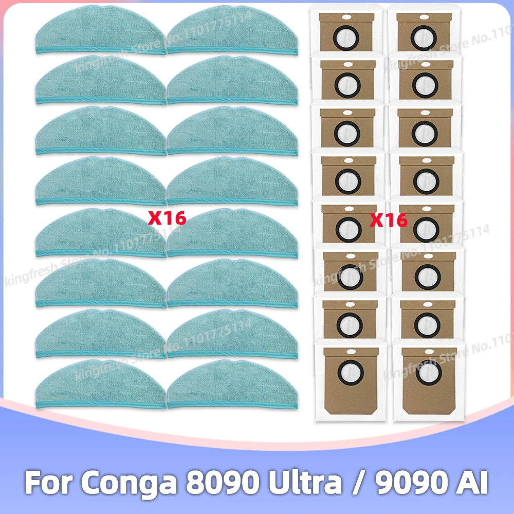 Compatível com Peças de Reposição e Acessórios para Conga 8090 Ultra9090 ai Robot Vacuum Pano de Esfregar Pano de pó
