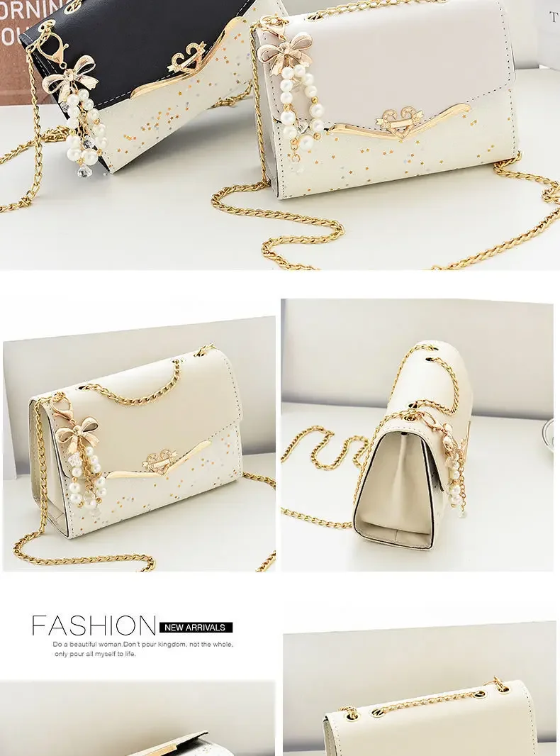 Fashionable Bright Leather Chain Crossbody Bag Women's Single Shoulder Small Square Bag Hot Sale of the Season New Style