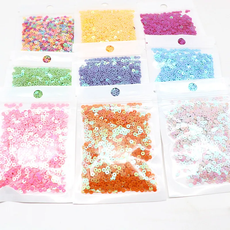 10g Pure Color Sequins Flat Round Pvc Loose Sequin Sequin Embroidery Craft Ladies Fabric Embroidery Accessories 3mm 4mm 5mm 6mm
