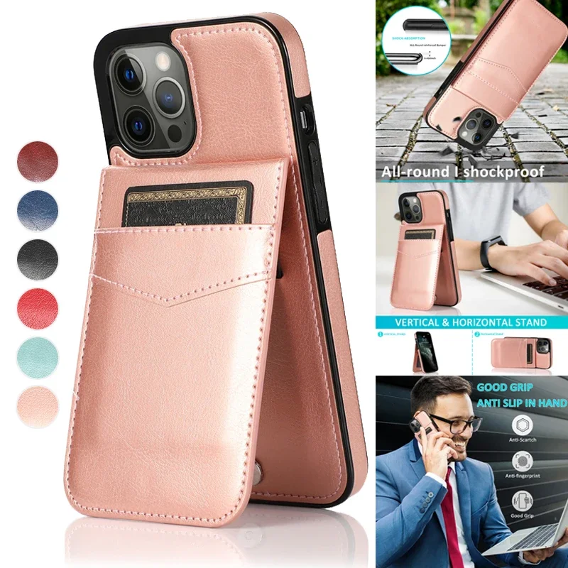 

PU Leather Wallet Bracket Leather Cover For iPhone 15 Pro Max 14 Pro Max 13 Pro 12 Mini 11 X XR XS Max XR SE 2020 8 7 6 6s Plus