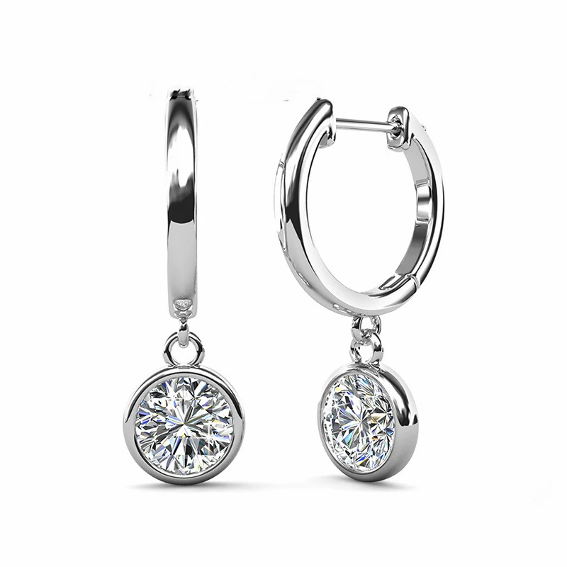 2ct Moissanite Drop Earrings For Women Rose Gold Plated D Color VVS1 Moissanite Diamond Huggie Earrings 925 Sterling Silver