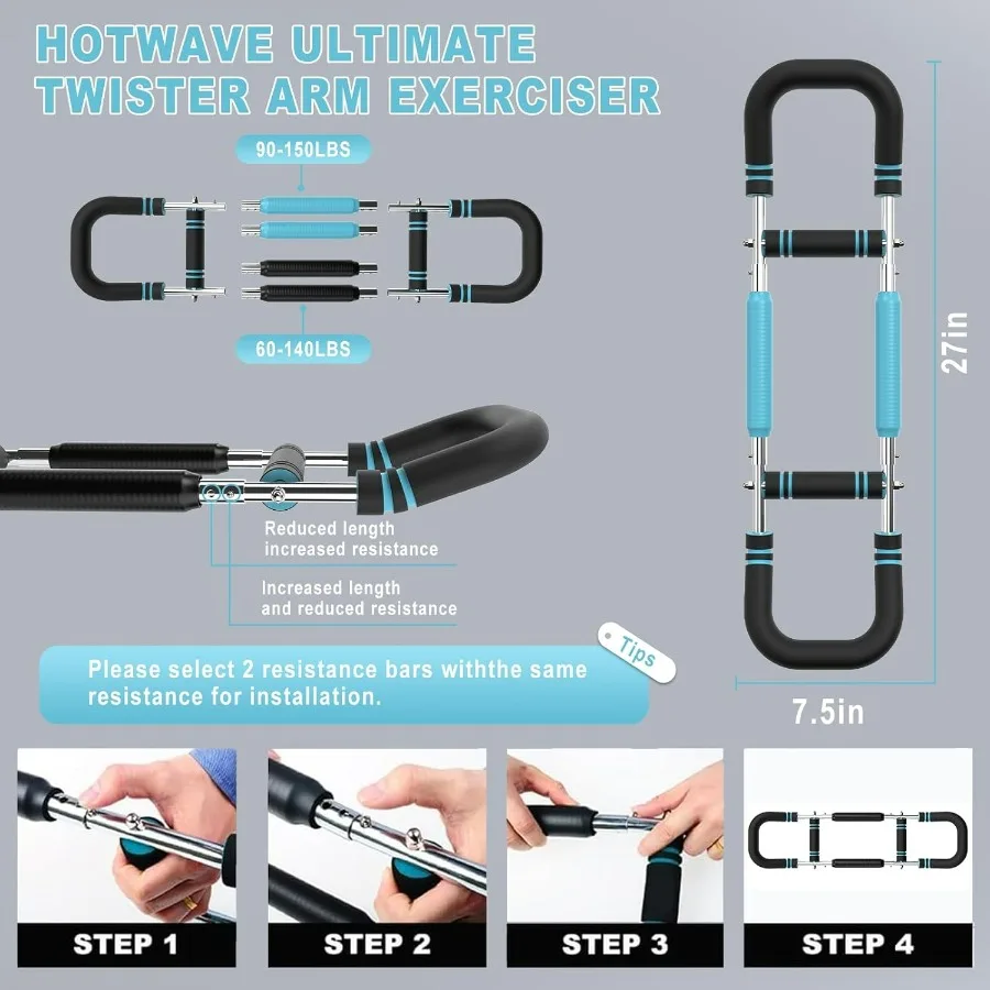 Twister Arm Trainer, Chest Workout Equipment Exerciser for Men, Adjustable Arm and Chest Twister Trainer for Women - Portable Ho