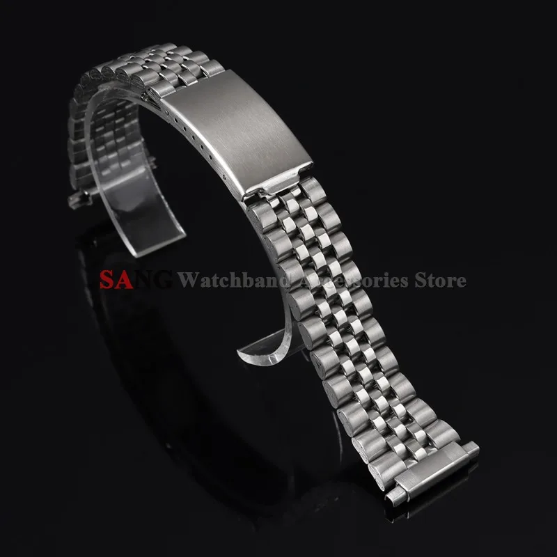 Silver Stainless Steel Folding Clasp Watch Band Strap - Fashionable Business Bracelet