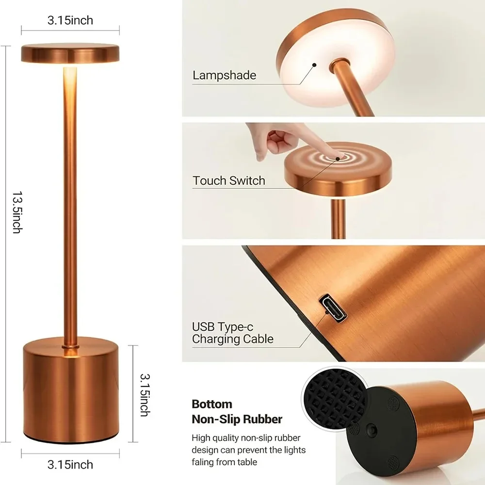 รูปสินค้า โคมไฟ LED สไตล์นอร์ดิก 3 สี ไร้สาย สัมผัสเปลี่ยนแสง