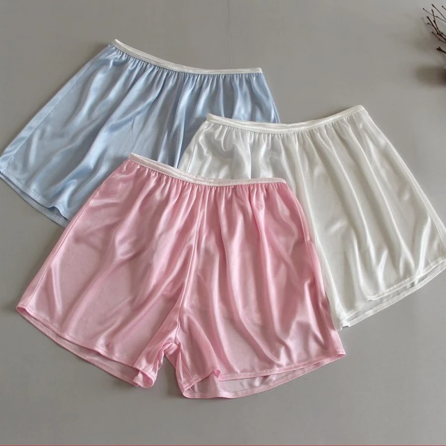 Loose Short Women Pants Liner Slip Thin Satin Underpants for Dress